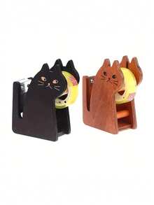 Joivida 可爱木质猫咪胶带座，透明胶带收纳架，粘性桌面支架，独特的办公学习文具礼物，送给朋友的理想之选 - 彩色 - 查看 4