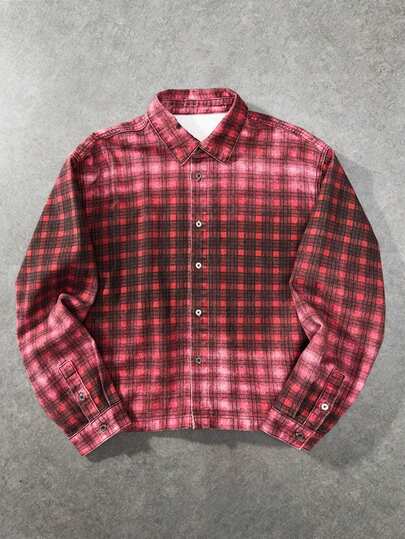 Chaqueta vaquera casual y retro a cuadros para hombre, otoño