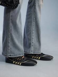 CUCCOO GRLICON Ballerines décontractées polyvalentes à la mode avec brides croisées pour femmes - Multicolore - Voir 3