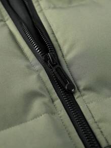 Manfinity Homme 宽松男士拉链抽绳连帽羽绒服 - 綠色 - 查看 5