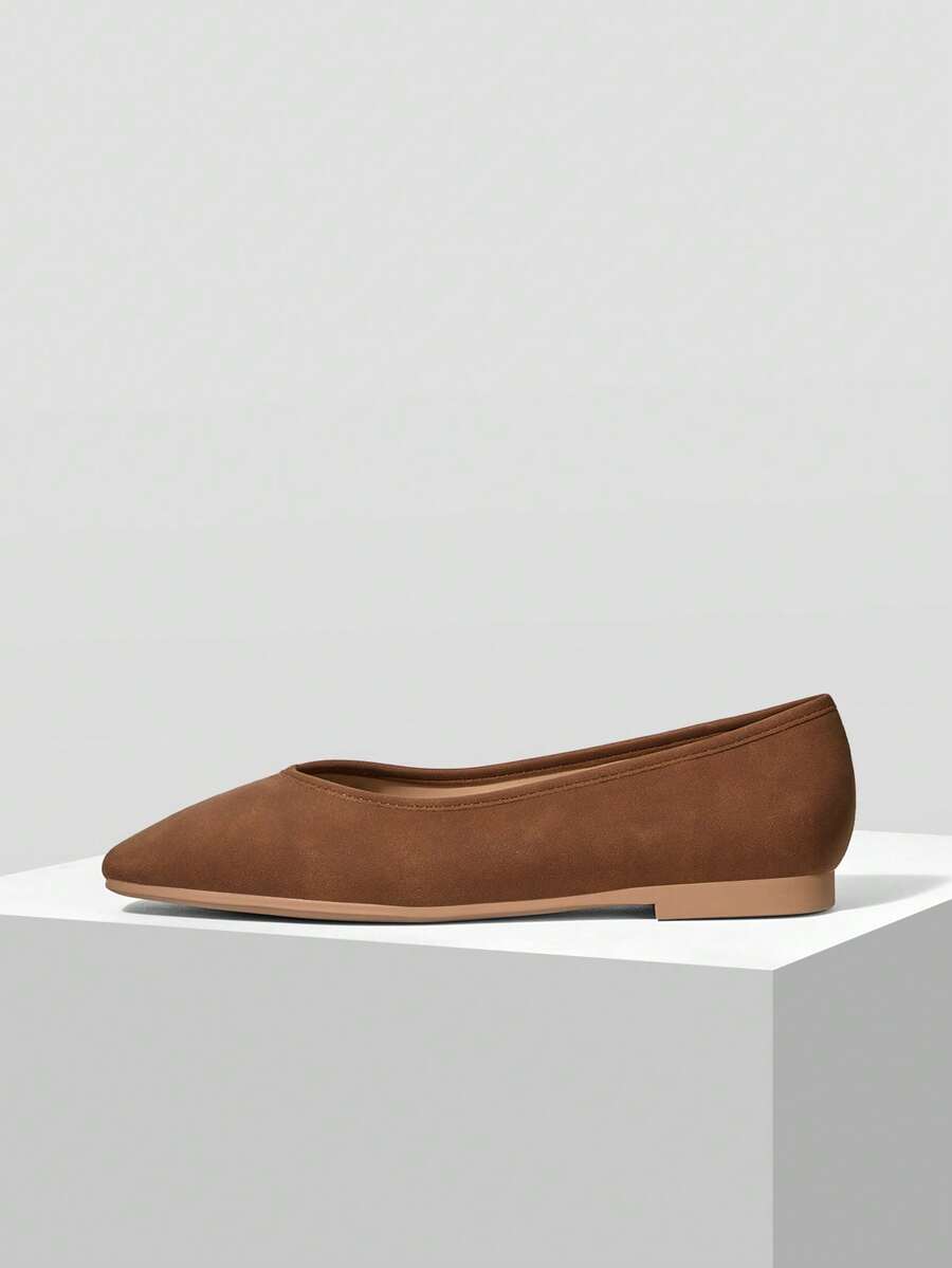 MOTF SQUARE TOE PU LEATHER FLATS VALENTINE'S DAY - Brown - View 2