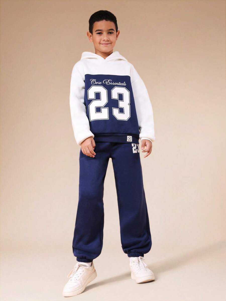 SUMWON Core Essentials Varsity Number 23 Hoodie And Sweatpants Co-Ord Set With Centre Pocket Hood For Casual And Vacation - Multicolor - View 1
