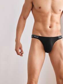 Men's Letter Tape Patchwork Low-Rise Briefs - Multicolor - View 5