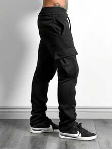 Manfinity Sport Corelite Herren Bequeme Cargo Jogginghose mit Kordelzug, Herren Jogginghose mit Kordelzug, Athletische Jogginghosen Herren, Jogginghosen Herren, Jogginghose Set, Gym Sweats, Jogginghose - Schwarz - Übersicht 3