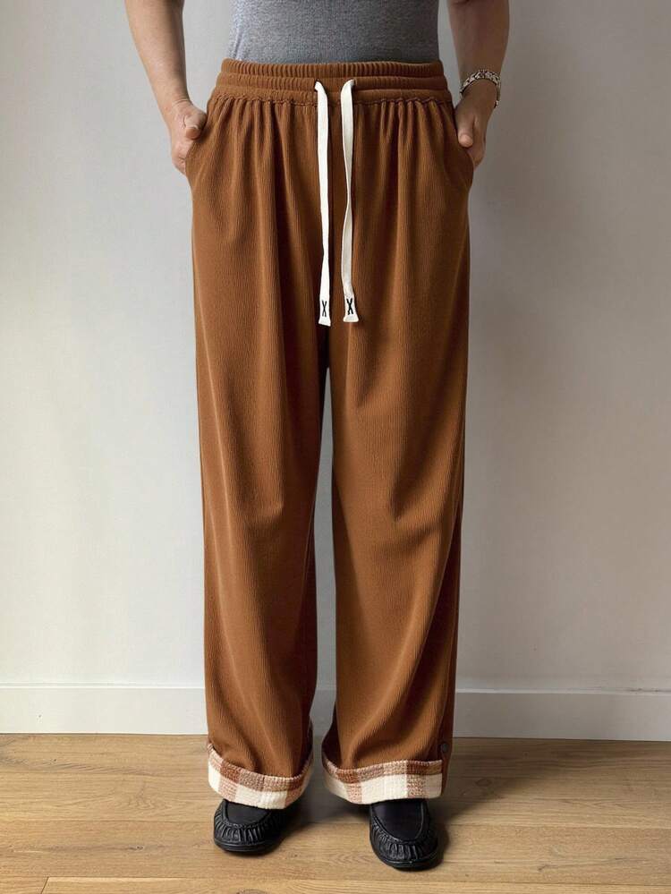 Women's Corduroy Loose Patchwork Color Block Pants
