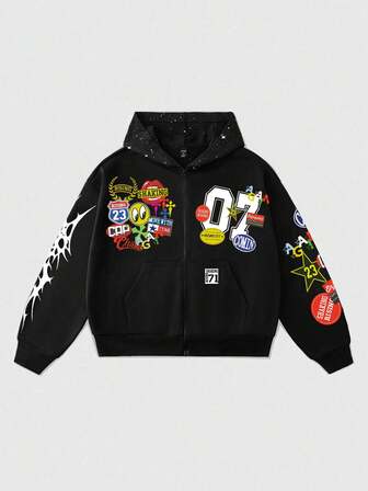 Street Life Jungen Loose Crop Sweatshirt mit glänzenden Pailletten Dekor, Streetwear