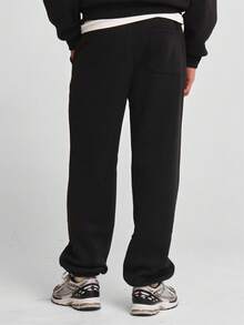 Musero Basic Straight Leg Cuffed Everday PREMIUM Sweat Jogger Pants Winter Essentials Capsule Wardrobe - Black - View 4