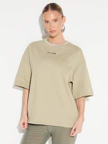 Camiseta básica casual de cuello redondo, manga corta y corte holgado KIZN - Azul Cadete - Ver 4