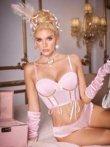 FairyFlirt Sujetador con lazo decorativo y cordones - Rosa - Ver 6