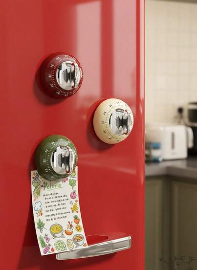 Joivida 1pc Kitchen Magnetic Timer, Mechanical Timer Without Battery, Random Color
