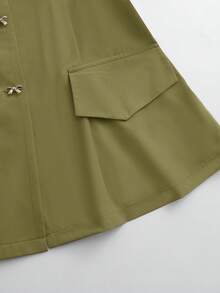 GlowEve CURVE Áo cánh peplum trơn màu thanh lịch cỡ lớn dành cho nữ, có nơ kim loại và tay bồng - màu xanh lá - Xem 4