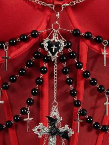 BamGleam Women's Sexy Punk Rivet Chain Strap Camisole - Red - View 5