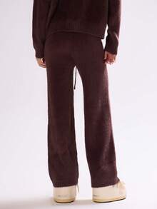 MUSERA Fluffy Knit Low Rise Oversized Fit Drawstring Joggers Only Winter Ski Vacation Lounge Holidays - Coffee Brown - View 5