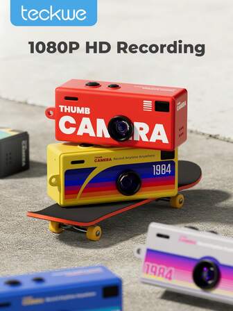 Teckwe Cámara mini para llavero, cámara de pulgar, cámara digital mini retro Full HD 1080P, cámaras compactas pequeñas y portátiles vintage, regalos de cumpleaños