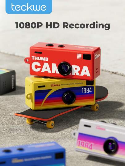 Teckwe 迷你钥匙扣相机，拇指相机，1080P 全高清迷你复古数码相机，微型便携复古微距相机，生日礼物