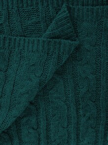Rustia Vestido de suéter con cuello en V profundo y trenzado para mujer de talla grande, otoño/invierno - Verde Oscuro - Ver 7