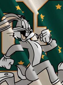 LOONEY TUNES X SHEIN 青少年男孩休闲撞色装饰卡通印花短袖 T 恤，夏季