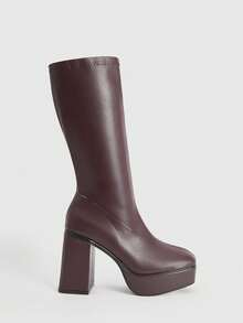 CUCCOO LuxiPop Giày bốt cao gót đế dày chống thấm nước thời trang đi làm cho nữ - Cà phê nâu - Xem 4