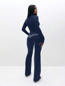 BABYPHAT 长袖拉链上衣，饰有品牌标志，喇叭裤型，打造休闲街头风 - 藏蓝色 - 查看 7