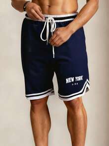 EasyFave Men's Contrast Stripe Drawstring Waist Loungewear Bottoms - Multicolor - View 1