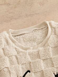 Manfinity NXTstreet Men's Winter Letter Embroidered Long Sleeve Top And Long Pants Warm Pajama Set - Apricot - View 4