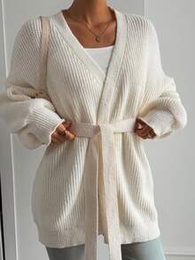 DAZY Women's Elegant Bow-Tie Knitted Cardigan Sweater, Suitable For Autumn, Winter, Christmas, New Year - White - View 4