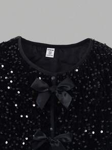 Sweetra 青少年女孩时尚两件套蝴蝶结和纽扣细节夹克，可爱优雅的风格