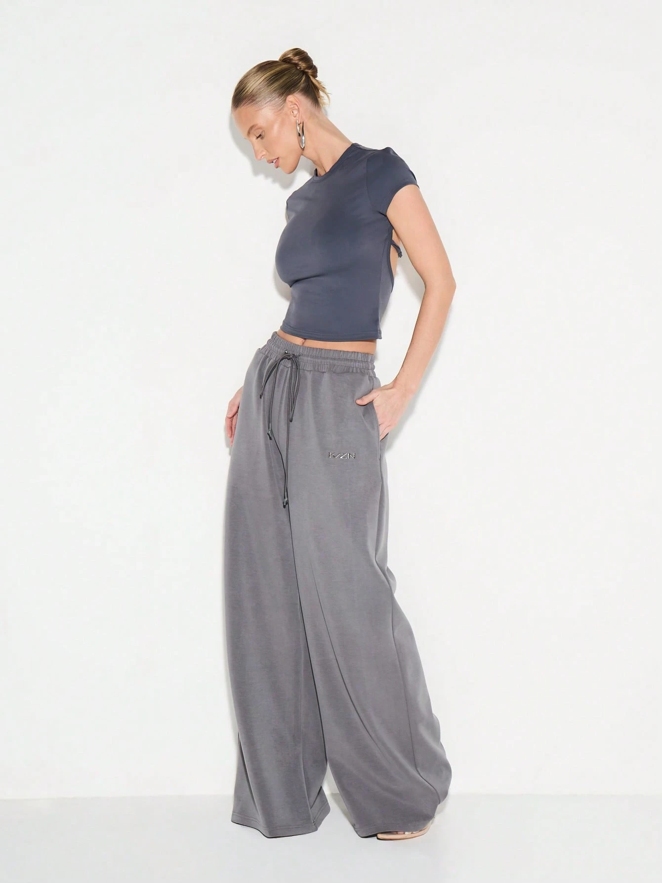 KIZN Wide Leg Drawstring Sweatpants With Side Pockets