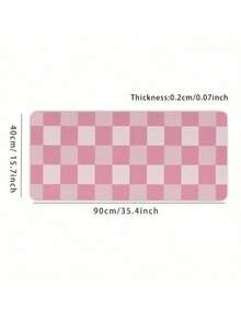 1pc Large Gaming Mouse Pad Featuring Pink Gingham Checkered Pattern Mouse Pad, Non-Sliding, Washable Keyboard Table Pad For Office And Study Accessories. - Multicolor - View 10