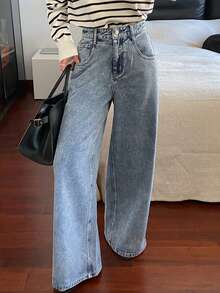 Dazy Tall Women's Loose Street Style Straight Leg Jeans, Casual City Pants - Light Wash - View 2