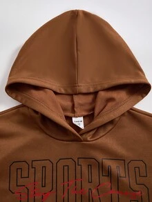 SHEIN ChillGRL 3件套女童休闲运动套装 - 连帽卫衣、吊带背心和短裤 - 棕色 - 查看 3