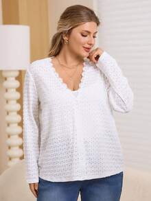 Rosumi 大码优雅纯色纹理外套，秋冬女装，新年圣诞派对优雅白色，适合新年夜休闲穿着，也适合情人节穿着。 - 白色 - 查看 3