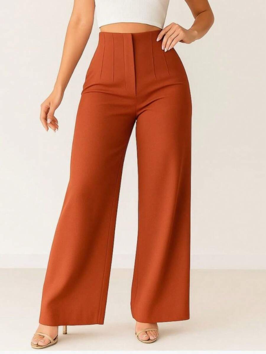 Women Pants - Rust Brown - View 1