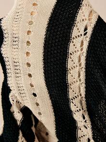 SHEIN EZwear Plus Size Spring And Autumn Holiday Crochet Long Sweater Dress