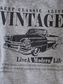 女童休闲二合一街头风T恤，这款T恤采用字母标语和汽车图案印花，露肩短袖设计，适合夏季休闲活动、购物和拍照。