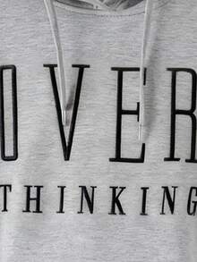 EMERY ROSE Plus Size Women Letter Embroidery Sweatshirt, Casual Loose Fit Retro American Style Sweatshirt For Women Women Sweatshirts Women's Sweatshirts Grey Sweatshirt Sweatshirt - Light Grey - View 4
