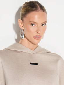 KIZN Áo nỉ chui đầu họa tiết yến mạch có dây rút tay dài thoải mái, dễ chịu cho mùa thu đông, áo nỉ dáng rộng cơ bản - Xám - Xem 4