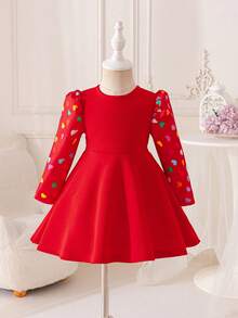 Glamorique Kids Baby Girl Dress,Red,New Year Party,Birthday Photo Clothing,Birthday Party,Bubble Skirt - Red - View 6