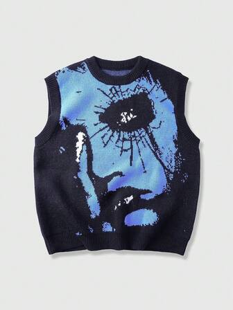 Gilet casual da uomo in maglia jacquard, autunno/inverno