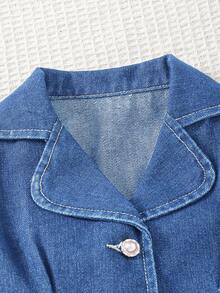 SHEIN Young Girl Summer Casual Sleeveless Top And Denim Pants Set - Medium Wash - View 3