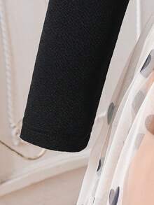 SHEIN Baby Girls' Long Sleeve Ruffle Lamb Dress With Bow & Heart Mesh, Suitable For Daily Gatherings, Elegant And Cute Outfit - Multicolor - View 7