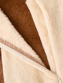 SHEIN Perso Play Baby Girl Plush Cartoon Hooded Jumpsuit, Cute Long Sleeve Baby, Donkey Design, Autumn/Winter - Multicolor - View 3