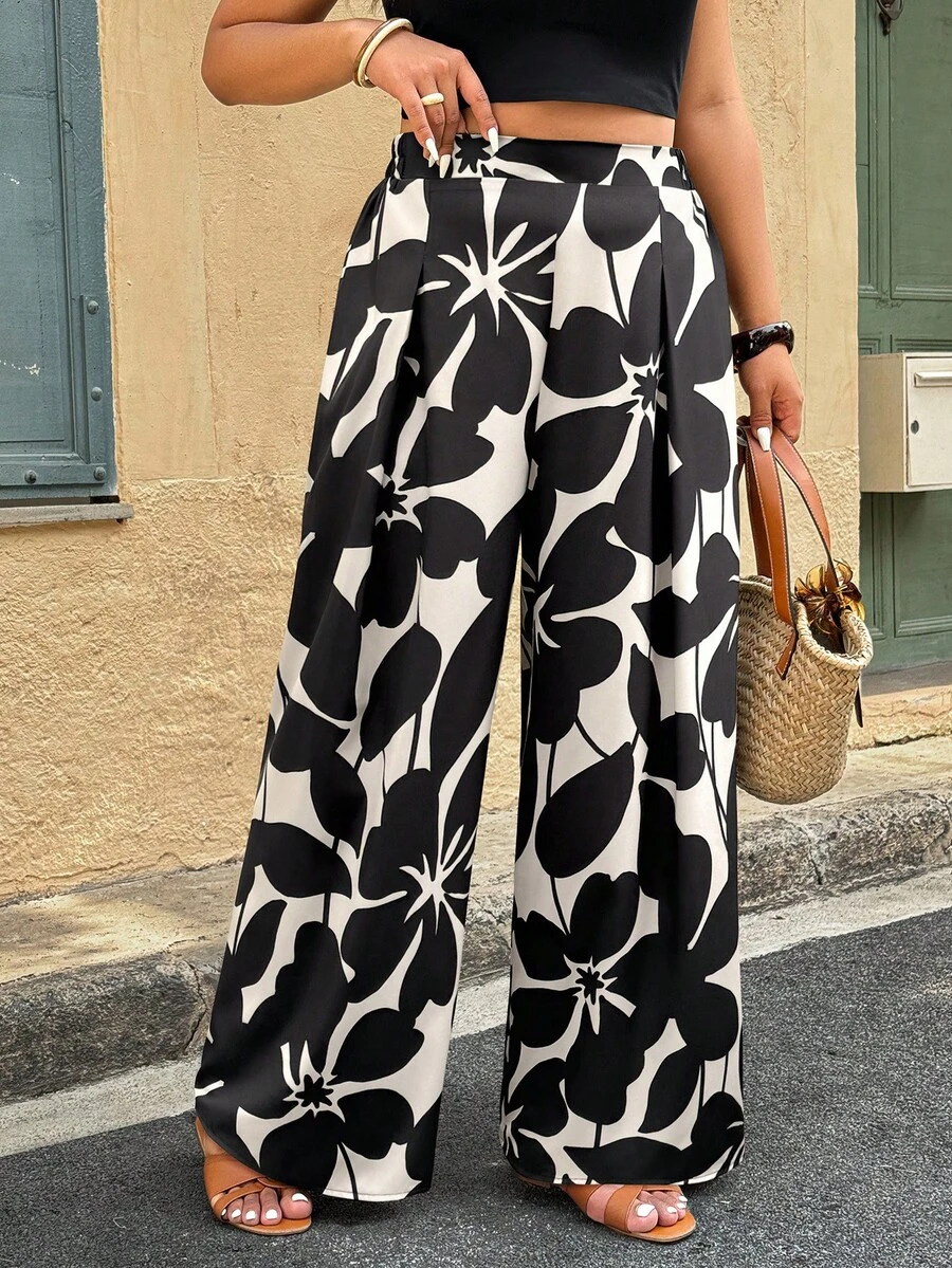Elenzga Quần dài du lịch họa tiết hoa cỡ lớn - Nhiều màu - Xem 1