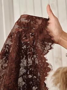 Wildy Women's Casual Country Style Lace Semi-Sheer Long Sleeve Basic Blouse - Rust Brown - View 8