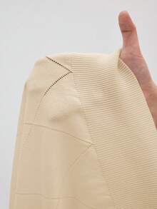 BizChic Women's Polo Collar Diamond Knit Pattern Long Sleeve Pullover Sweater, Urban Commute Business Casual Blouse, Elegant Office Wear, Party & Gathering Top, Suitable For Summer - Apricot - View 8