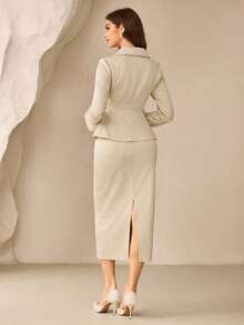Modelyn Bộ trang phục hai mảnh thanh lịch và thời trang, thích hợp cho những chuyến đi chơi vào mùa thu/đông - Màu be - Xem 2