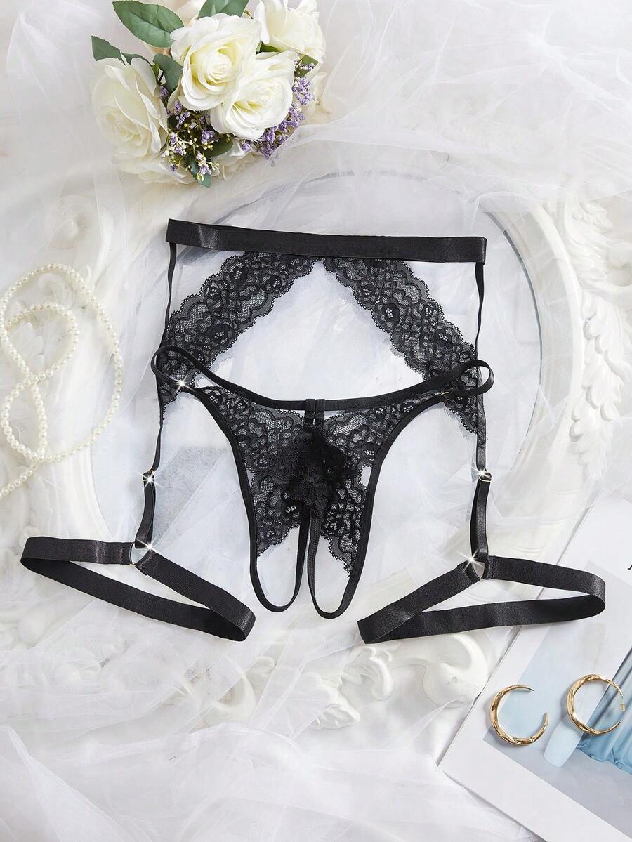 SHEIN 2pcs/Set Lace Strap Sexy Women's Panties Lingerie For Going Out