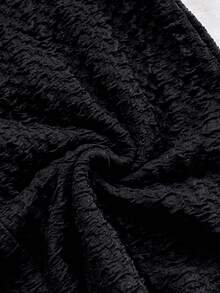 Soleia Women's Vacation Black Knit Fairy Crinkle Texture Deep V Neck Tie Front Bodysuit, Slim Fit, Suitable For Party, Christmas, Date Night, Nightclub, Bohemian, Boho, Vacation, Fall One Piece Romper Knitted Bathing Suit Sexy Vacation Outfits Beach Club Outfit - Black - View 7