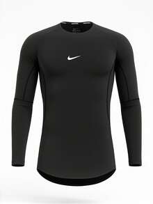 Nike Pro Men's Dri FIit Long-Sleeve Shirts Black - Black and White - View 1