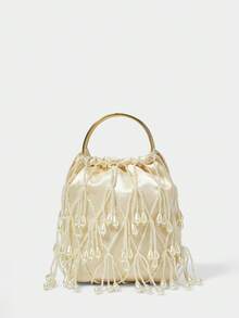 SHECARRY Stylish And Elegant Party Beaded Fringed Tote, Valentine's Day